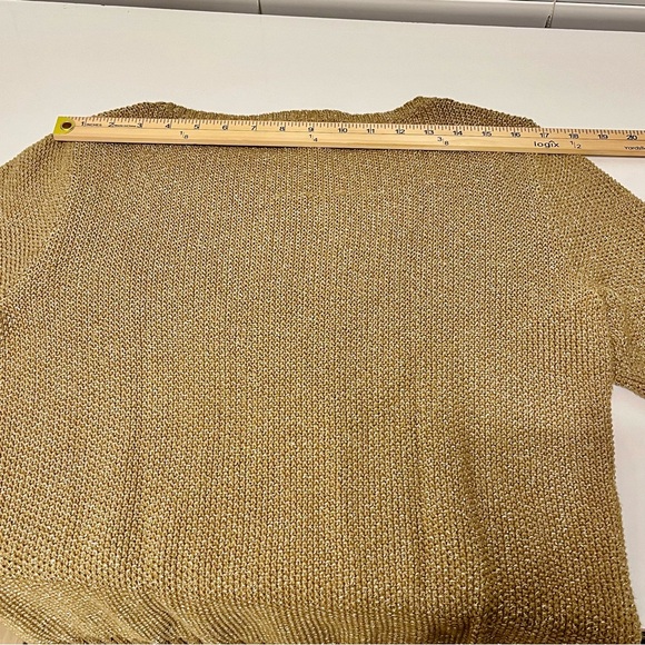 Ralph Lauren Women's Cable Knit Gold Metallic Sweater Size XL - Picture 8 of 9